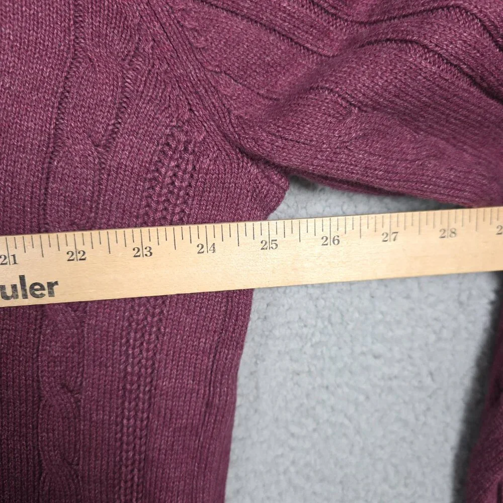 VTG St Johns Bay Sweater Mens Size LT Burgundy 3D Cable Knit Cardigan Grandpa